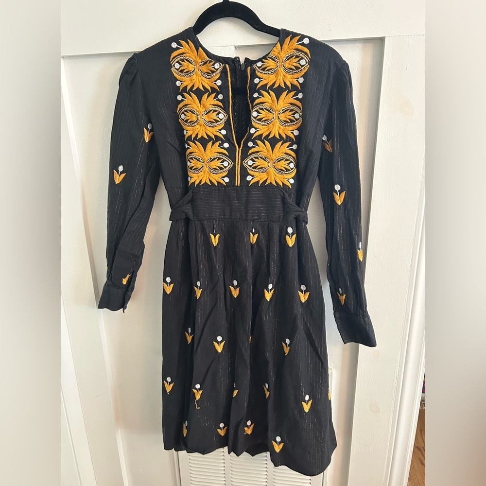 ANTIK BATIK embroidered metallic block print mini dress - Picture 4 of 8